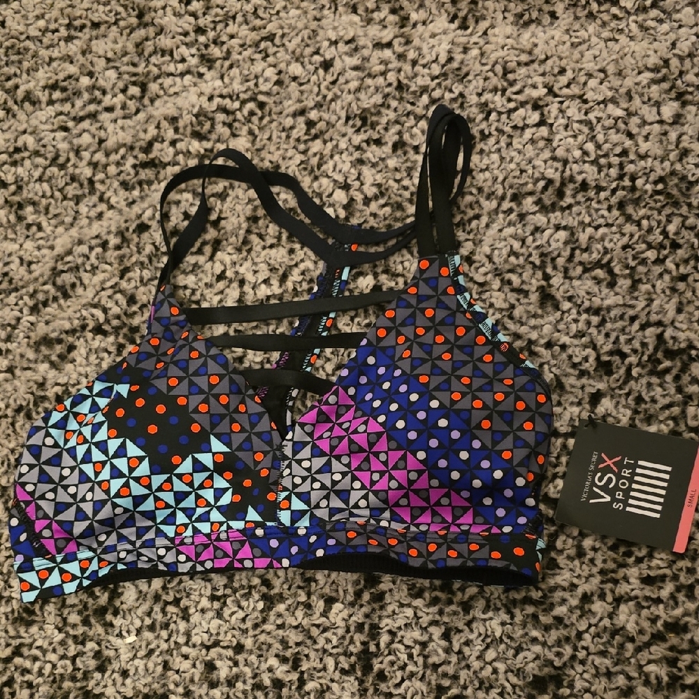 Victoria's Secret Geometric Sports Bra - Black and Purple